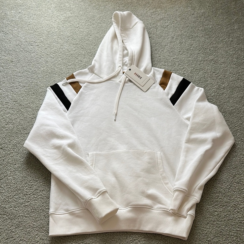 Denim & Flower White and Black Hoodie Sweatshirt